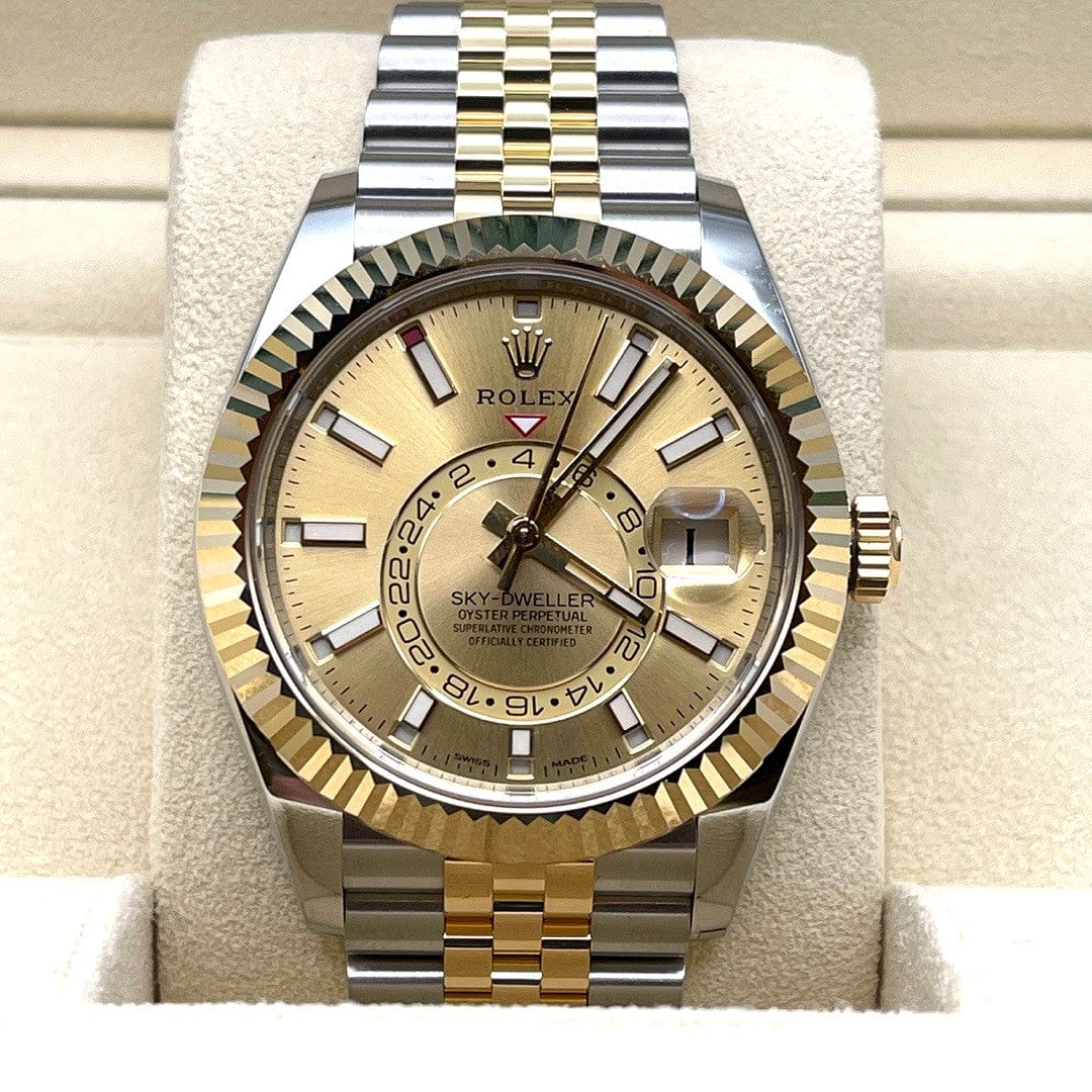 Rolex Sky-Dweller 326933 Stainless Steel Yellow Gold Champagne Dial