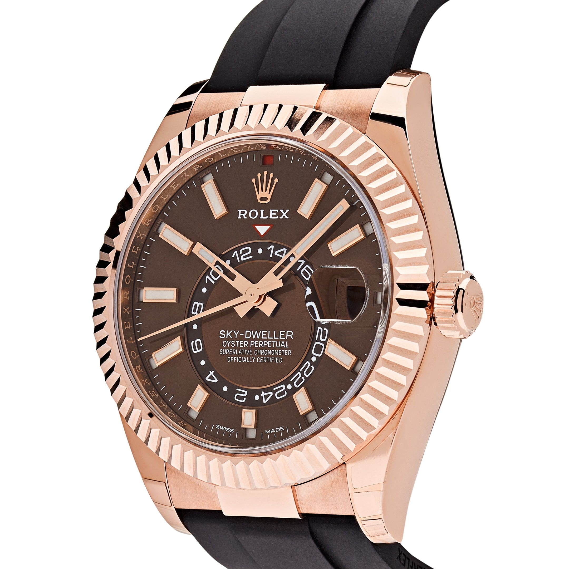 Rolex Sky-Dweller 326235 Rose Gold Brown Chocolate Dial Oysterflex